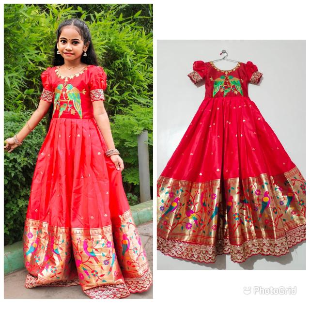 Kids gown silk Surat kidswear market